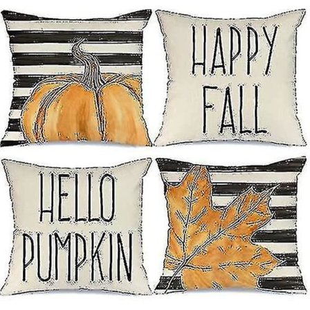 Ssxjv Syksyn Koristetyynyt - Raidoilla, Kurpitsalla ja Vaahteranlehdillä - Kiitospäivän Tyynysarjat 18x18 Tuumaa (4 kpl)