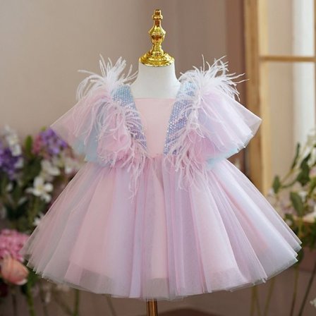 Ruffles Babykjole for Jenter Barn Sekvens Elegant Prinsessekjole