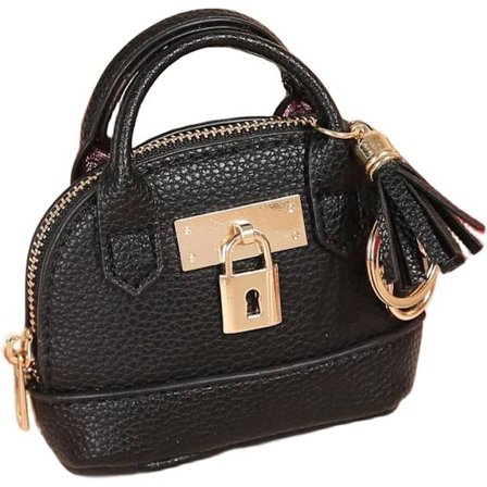 Mini Tote Taske Nøglering Møntpung Pu Læder Nøglering Lille Møntpung til Kvinder Nøglering Pung (Sort)