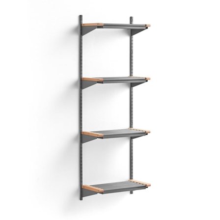 Regál na boty JEPPE, 4 police, 1790x600x300 mm, bříza/stříbrná