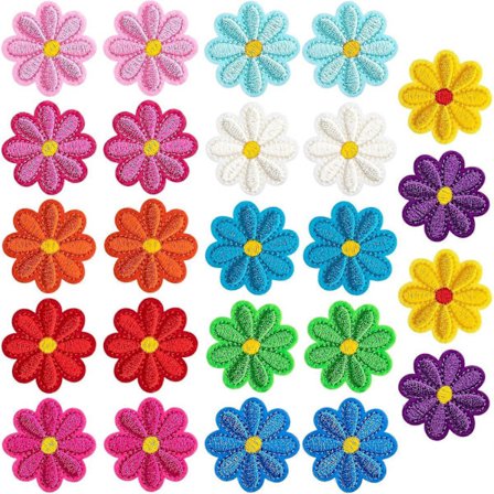 24 stk. blomster strygemærker, sødt marguerit blomster mærke til tøj