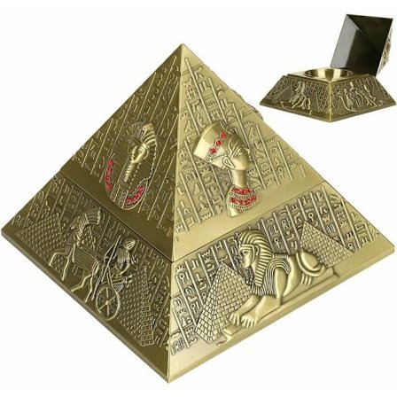 Egyptiläinen pyramidimalli metallipatsas, retrokoriste-esineet koristeeksi/lahjaksi/kokoelmaksi (pronssinvärinen)