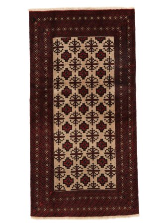 Baluch Rug Hand Knotted 96X184 Black/Brown Persia