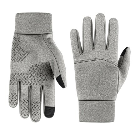 Hellgraue Touchscreen-Sport-Handschuhe mit Griff für Männer - Handschuhe mit Touchscreen