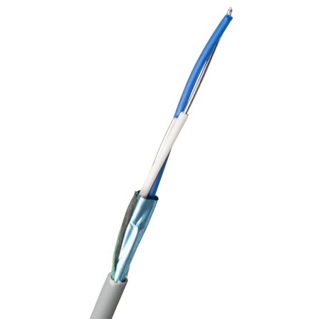 Nexans ELEQB Telekabel 2x0,8 mm, grå 1 m, kappet, Stikkontakter & kabler