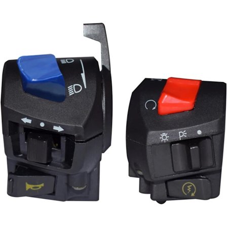 Motorsykkel styrebryter, på/av-bryter venstre og høyre styrekontroll 7/8 tommers frontlykt blinklys hornbryter høy/lav stråle