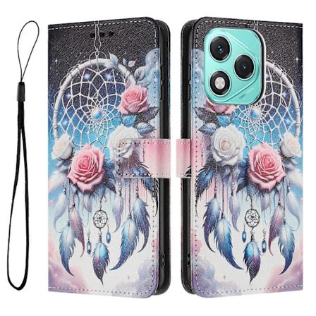 YX-2501 Lompakkokotelo Honor 400 Lite -puhelimelle, kuvioitu PU-nahkainen suojakuori kaulanauhalla