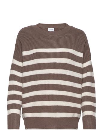 Vistripy O-Neck Pullover Bf Pullover Brun Vila*Betinget Tilbud