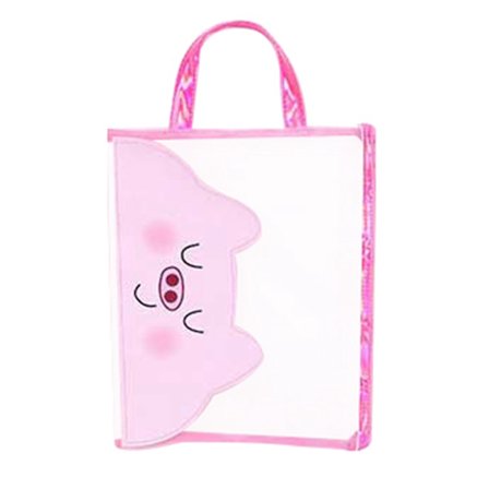 A4 søt bærbar gris mønster glidelås filholder jente filpose student stasjonær (#2)