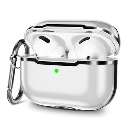AirPods Pro 2 genomskinligt fodral med karbinhake - Transparent / Svart