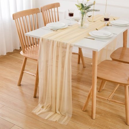 Bordløper i tyll chiffong, brudeservise, bordløper til bryllup