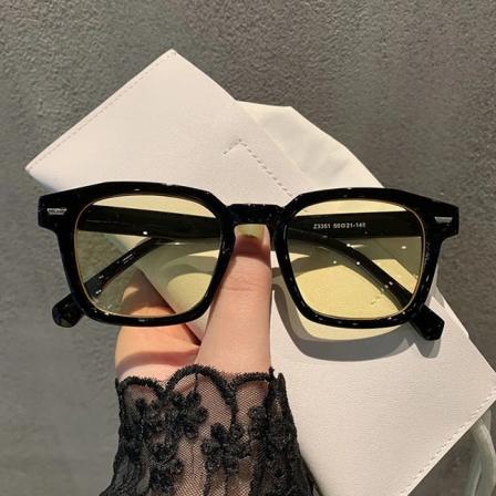 OIMG Nya unisex rektangel vintage solglasögon modedesign retro solglasögon dam dam glasögon Cat Eye Casual glasögon Black and yellow Picture color