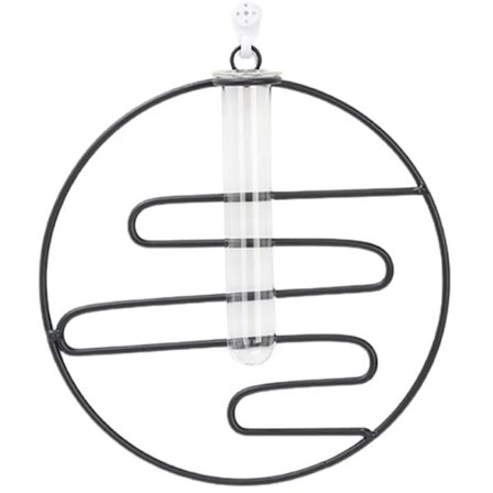Kreativ tørret blomst vase, vægmonteret smedejern plante glasbeholder, geometrisk form til stue, sort, et cirkulært mønster