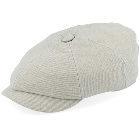 Stetson - Beige flatcap Keps - Hatteras Cotton Twill Beige/Blue Twill Flat Cap @ Hatstore