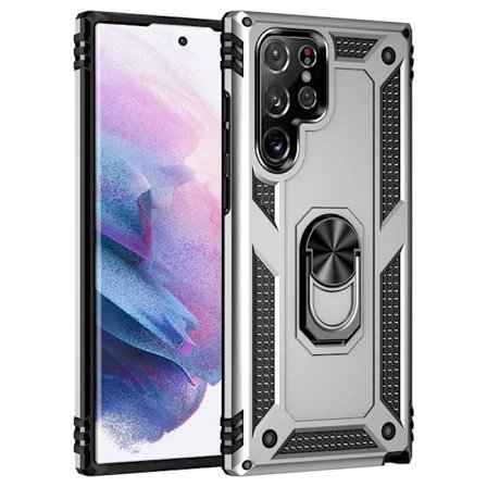 Stötsäkert Skal med Stötfångare och Metallring för Samsung Galaxy S24 S23 S22 Ultra S21 S20 FE S10 S9 S8 Plus Note 20 10 5G