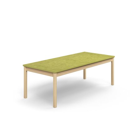 Table DECIBEL, 1800x800x590 mm, noise reducing linoleum, birch/green grey