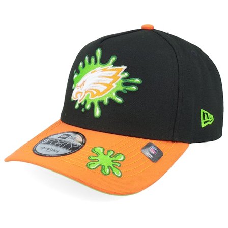 New Era - NFL Svart adjustable Keps - Philadelphia Eagles NFL Slime 9FORTY Black/Orange A-Frame Adjustable @ Hatstore