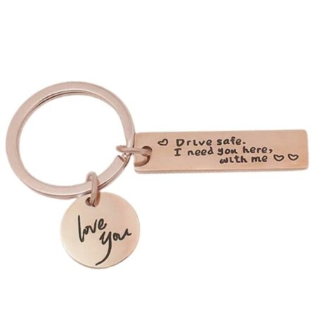 Kör Försiktigt Nyckelring - Drive Safe Roséguld
