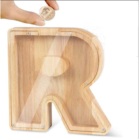 Barne貯金bøsse Personlig貯金bøsse med A til Z Bokstaver Transparent Tre貯金bøsse med Bokstaver Dekorasjon Kreativ貯金bøsse Gaver