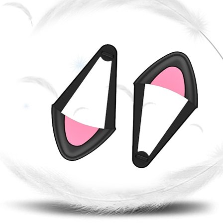 Svart öronsnäcka dekorativa öron, söta kattdekoration silikonöron, kompatibel med HyperX Cloud/Cloud II/Cloud-headset, installation med justerbar