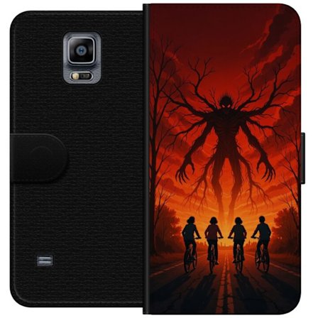 Kompatibel Tegnebogsetui til Samsung Samsung Galaxy Note 4 Mørk Stranger Things-inspireret horror illustration med rød himmel, monster figur og cykl