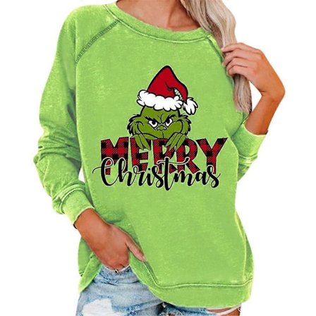 Damtröja med julmotiv av Grinchen, långärmad, jultröja, tunika, storlek L