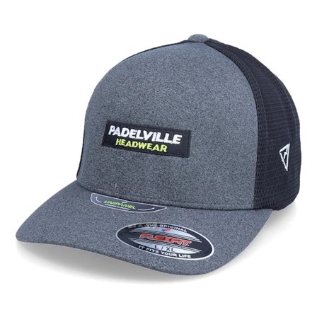 Padelville - Grey flexfit Czapka Z Daszkiem - Logo Box Unipanel Mesh Dark Grey/Black Flexfit @ Hatstore