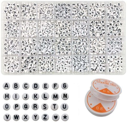 Tee itse - Helmilaatikko - Kirjehelmiä - 1400kpl + Elastinen lanka