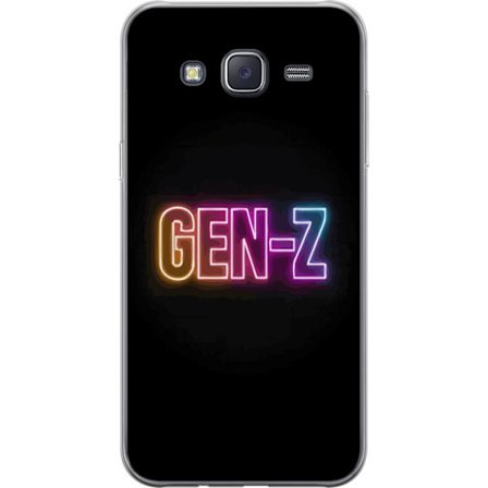 Kompatibel Mobilcover til Samsung Samsung Galaxy J5 Neontekst Gen Z i farverigt lys mod en mørk baggrund i moderne digital stil