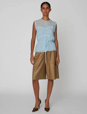 Stella Nova Delicate Crepe Chiffon Top - Blue - 38