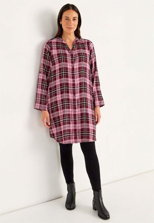 Cellbes of Sweden - Vävd skjortklänning med fickor - rosa / rutig - för damer - 46/48