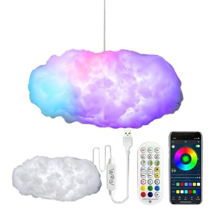 3d Cloud Lightning Cloud Lampa Musik Multi Lightning Variabelt ljus Trådlös Fjärrkontroll Sovrumslampa 11.8*17.7In none