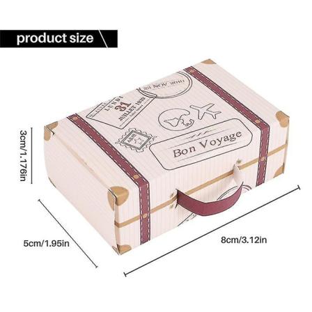 50 kpl Mini-matkalaukkulahjapakkaus Juhlalahjapakkaus, Vintage Kraft-paperi, jossa on tagit ja naru häihin/t