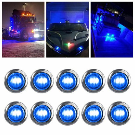 10 stk. 3/4" Markørlys LED Lastbil Trailer Rund Side Bullet Lig