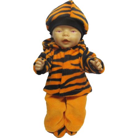 Orange-svart fleeceset till Baby Born, dockkläder.