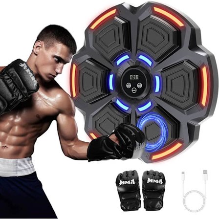 Musik Boksemaskine, 9 tilstande, 9 hastigheder, vægmonteret musik boksemaskine med boksehandsker, smart tæller og Bluetooth musikboksning