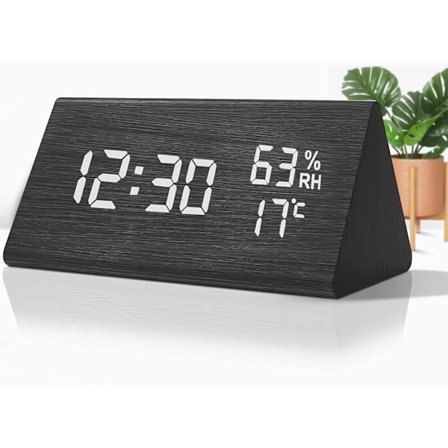 Træ Digitalt Vækkeur, Træ Vækkeur med 3 Alarm Indstillinger