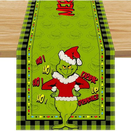 Grøn Grinch Juledug Bordløber Glædelig Jul Dug Julepynt 33*183CM