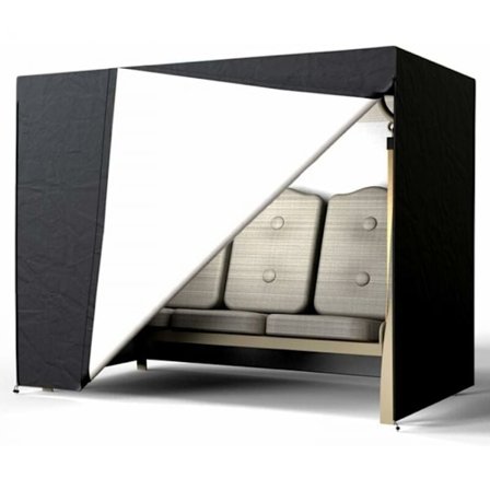 Svart 3-sits gungöverdrag för trädgård, 210D Oxford vattentät gunga