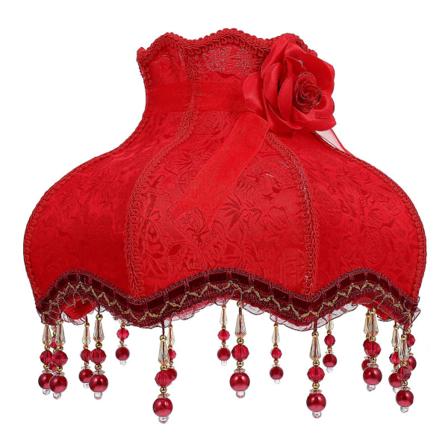 1 stk Europæisk Vintage Høj kvalitet Klud Kunst Perle Blonder Lampskærm Til Lys Dekoration Rød 31X31X23CM Red 31X31X23CM