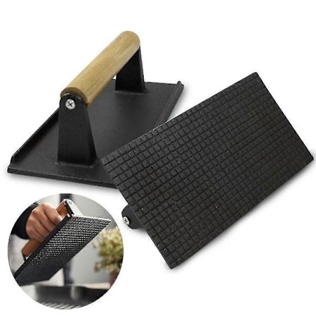 Grillipuristin Bbq Pihvipainot Ulkokäyttöön Pinnoittamaton Suorakulmainen Pihvipainolevy Kahvalla Keittiötyökalu