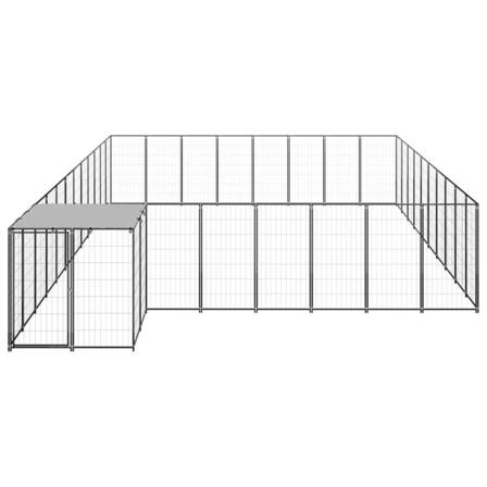 Vidaxl Hundgård Svart 25,41 M² Stål Svart