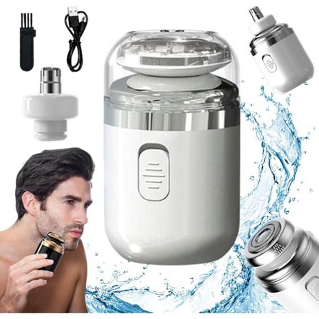 Elektrisk barbermaskin i lommeformat for reise, 2-i-1 mini USB oppladbar barberhøvel og nesetrimmer for menn og kvinner, vanntett våt og tørr 