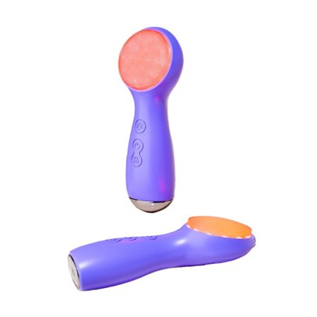Elektrisk ansigtsrensebørste med LED-lysterapi og varmefunktion, der er kompatibel med serum Purple