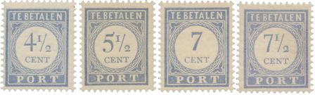 Holland 1916-1919 - Portomærker NVPH P50+52-54 - Postfrisk