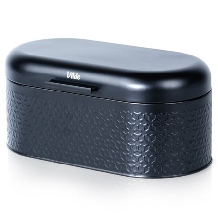 Rummelig og stilfuld brødkasse i sort stål til frisk brød