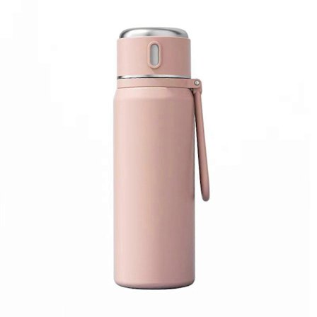 Vakuum Termoskop til varme drikkevarer med kop Rustfrit stål Kaffe Termos med håndtag 550 ml (pink) (FMY)