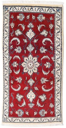 Oriental Nain Rug 70X135 Dark Red/Beige Wool, Persia/Iran