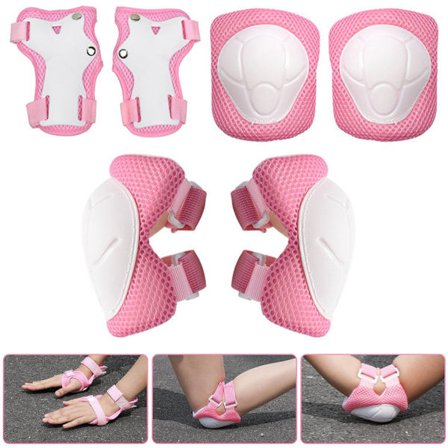 Pinkki - Lasten suojavarusteet - Polvisuojasarja 3–8-vuotiaille lapsille - 3-in-1 rannetuet