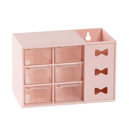 Pen Desk Shelf Dammtät 6 Schubladen Pen Organisation Aufbewahrungsregal für Studenten Büro Menschen Rosa